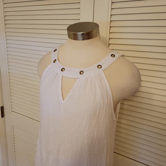 mille gabrielle White Grommet Detail Sleeveless Handkerchief Hem Slip Dress L - Picture 3 of 7